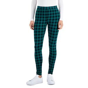 Style & Co Petite Basic Plaid Leggings Size PL Buffalo Green Plaid‎